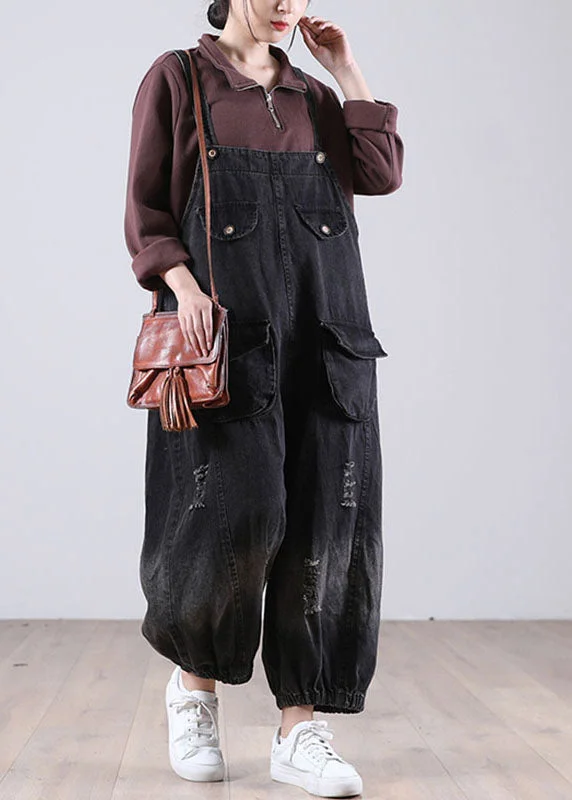 Boutique Recommendation Beautiful Black Pockets Button Fall Hole Denim Outfits Rompers Boutique Recommendation Beautiful Black Pockets Button Fall Hole Denim Outfits Rompers