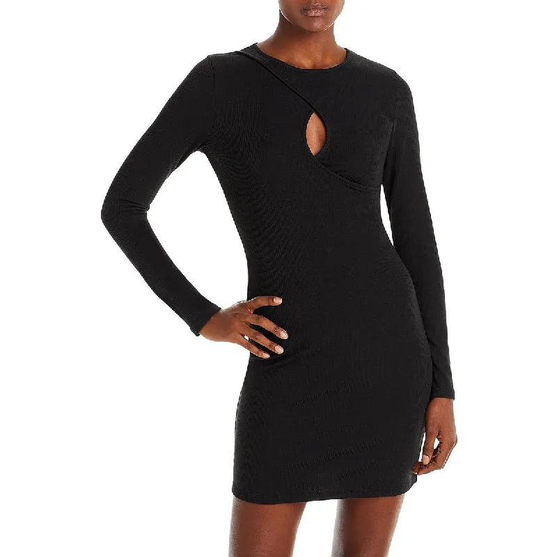 Age-reducing Style Aqua Womens Ribbed Knit Keyhole Mini Dress