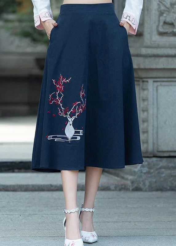 Elegant Tailoring Women navy Cotton embroidery clothes Indian Sewing A line skirts oversized Summer skirt Elegant Tailoring Women navy Cotton embroidery clothes Indian Sewing A line skirts oversized Summer skirt
