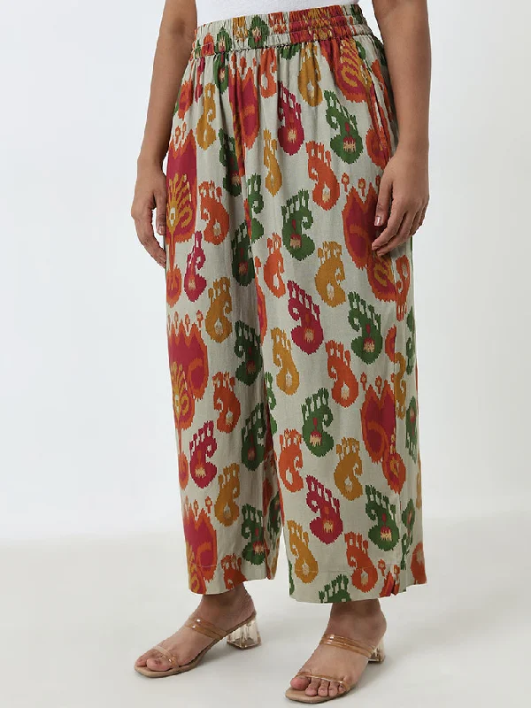 New Autumn And Winter Styles Diza Multicolour Ikat Design High-Rise Ethnic Pants