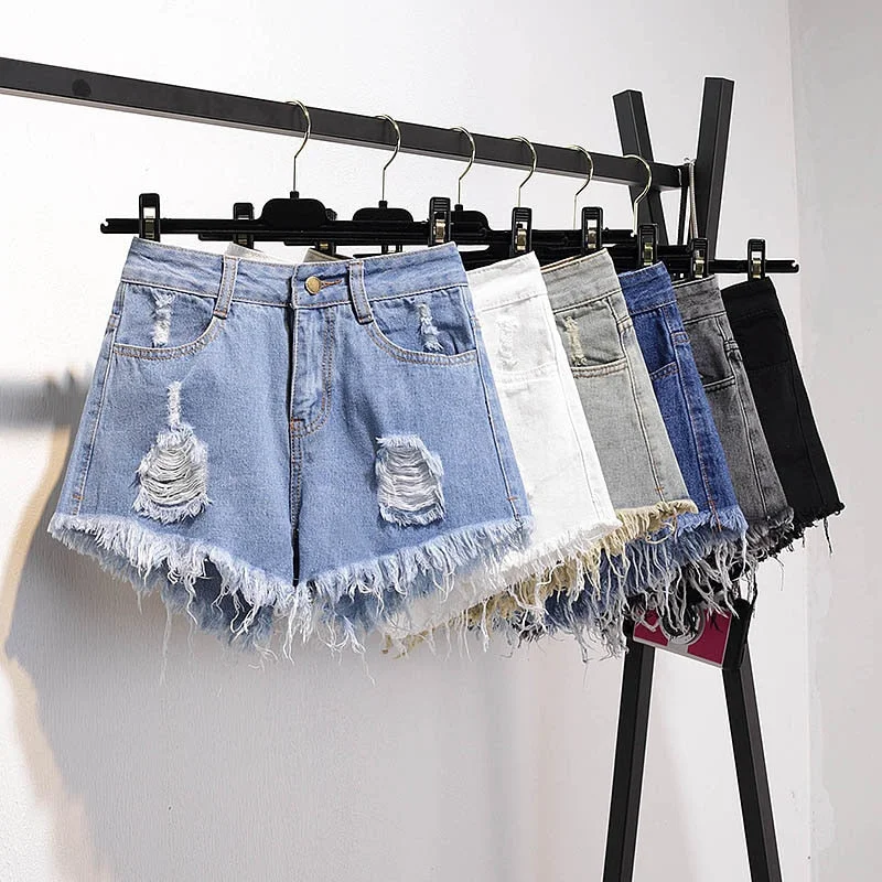 Slightly Flared Design Women Summer Shorts Ripped Jeans High Waist Regular Denim Short Slightly Flared Design Women Summer Shorts Ripped Jeans High Waist Regular Denim Short