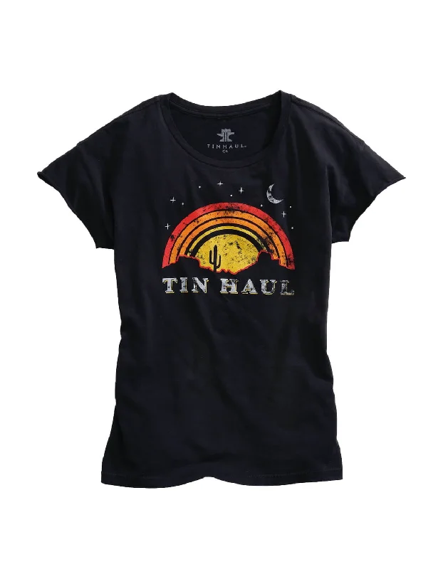 Body Design Tin Haul Womens Black 100% Cotton Sunset and Moon S/S T-Shirt