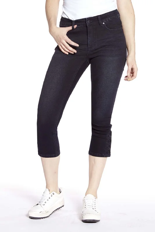 Age-reducing Style LUCY - 5-Pocket Capri - Blue Black Wash