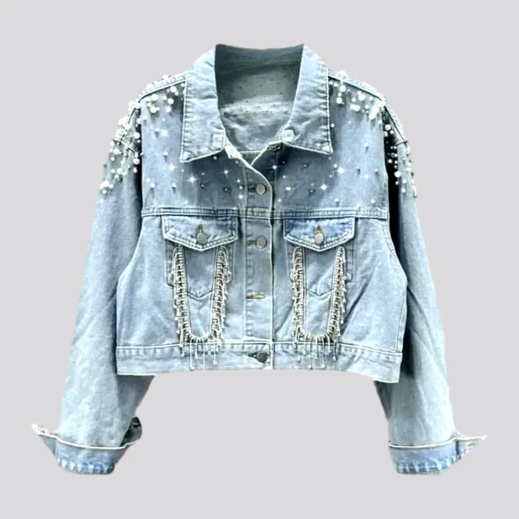 British Fashion Light-wash women's jean jacket