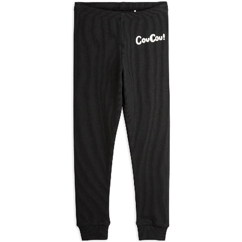 Exquisite Fabrics Coucou Leggings in Black by Mini Rodini