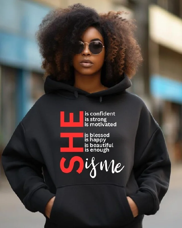 French Retro (Red)She Is Me Long Sleeves Hoodie