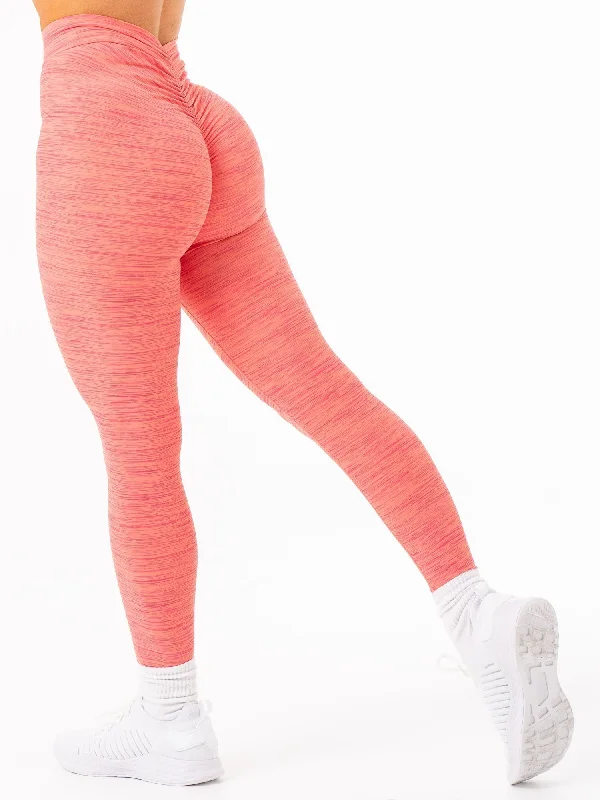 Slim Fit NKD V Scrunch Leggings - Coral Marl