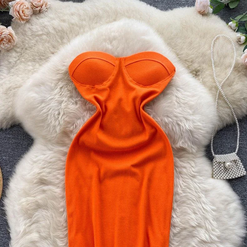 Outdoor Trend Suzie Tube Bodycon Dress In Orange
