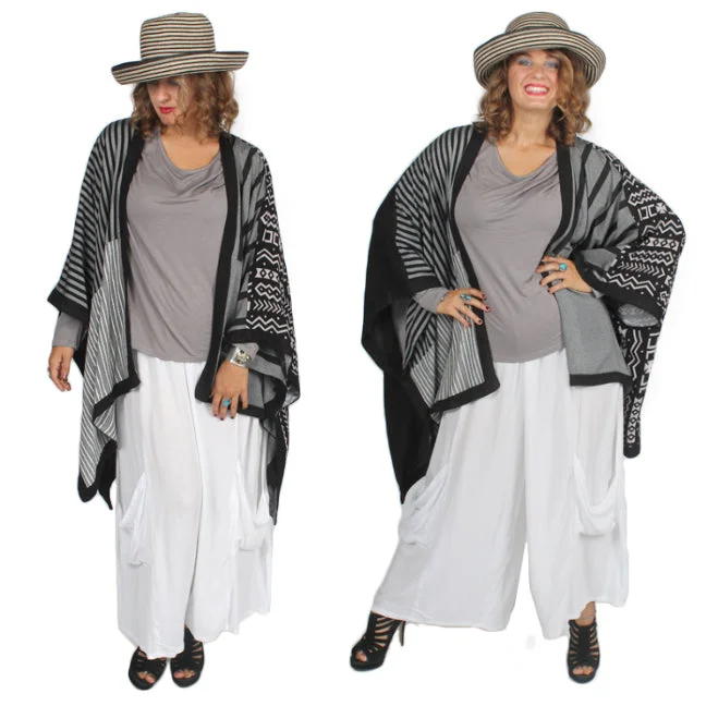 Slim Fit Dairi Fashions Silver-Black Paunchu Ruana Jacket Moroccan Cotton Combo