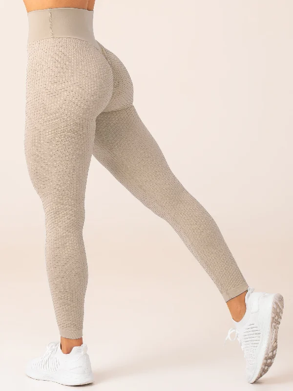 Fashion Style Honeycomb Scrunch Seamless Leggings - Sand