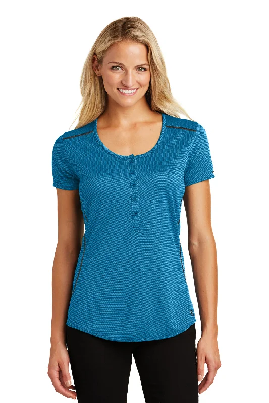 Youthful Street Fashion Ogio Womens Orbit Moisture Wicking Short Sleeve Henley T-Shirt - Bolt Blue/Blacktop - Closeout Youthful Street Fashion Ogio Womens Orbit Moisture Wicking Short Sleeve Henley T-Shirt - Bolt Blue/Blacktop - Closeout