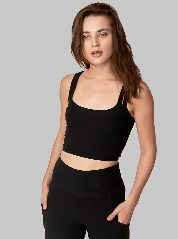 Exquisite Fabrics Double Cross Top - Onyx