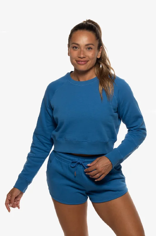 New Autumn And Winter Styles Brynn Cropped Fleece Crewneck - Azul