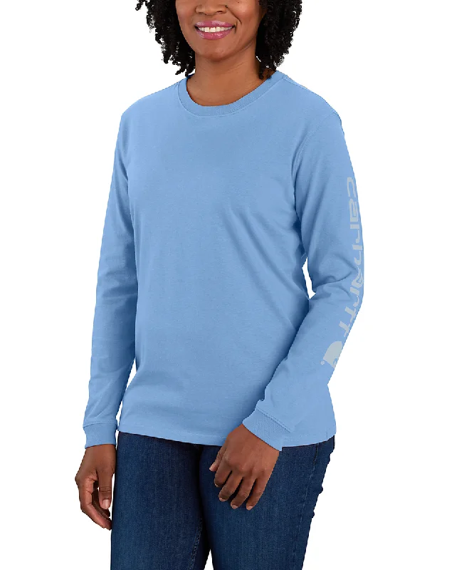 Double-sided Wear Carhartt Women's Signature Sleeve Logo Long Sleeve T-shirt - Skystone Double-sided Wear Carhartt Women's Signature Sleeve Logo Long Sleeve T-shirt - Skystone