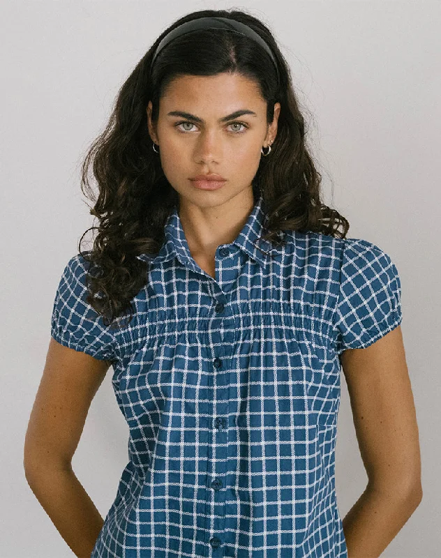 Double-sided Wear Ulsan Fitted Shirt in Navy Tartan Poplin