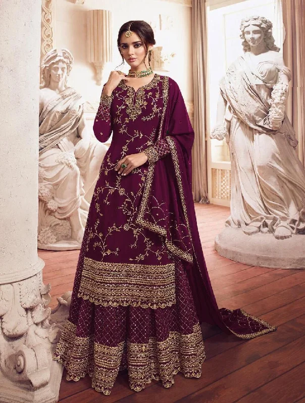Playful Style Wine LT 4902 Heavy Georgette Sharara Suit