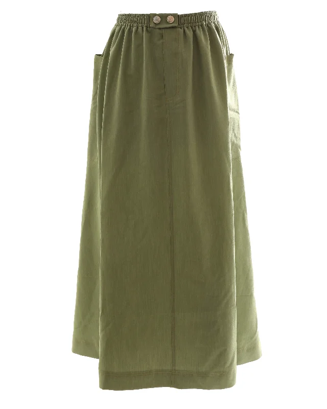 Double-sided Wear HSK142-DOUBLE STITCH DETAIL SKIRT-Basil