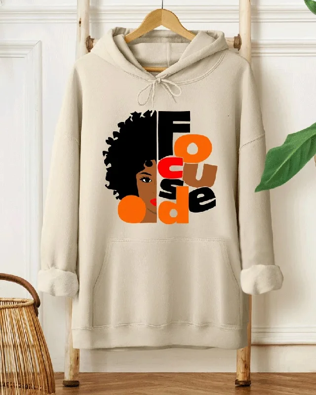 Thin Design Focused Black Girl Melanin Long Sleeve Long Sleeve Hoodie