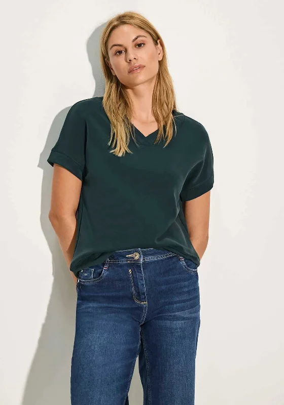 Boutique Recommendation Cecil V Neck Modal Short Sleeve Sweatshirt, Dark Green