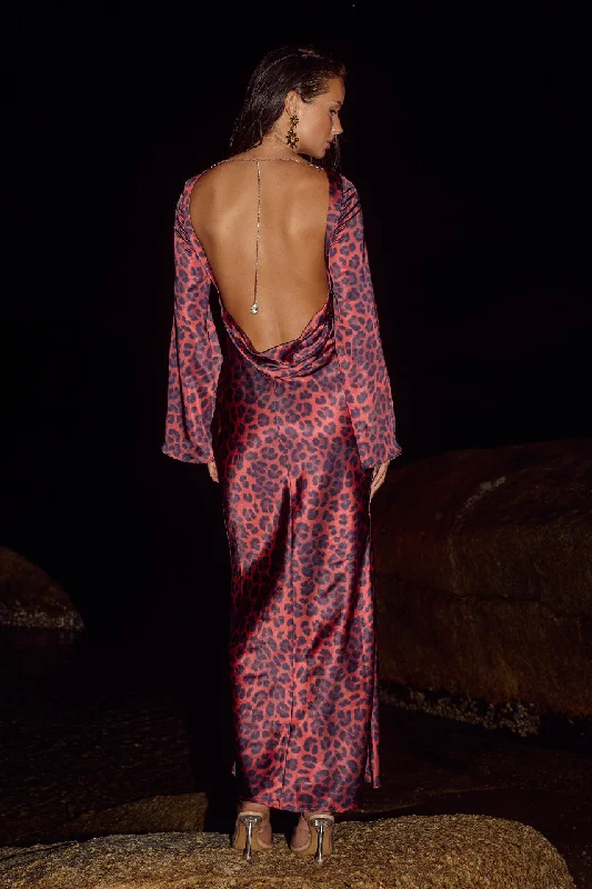 Sweet Style XARIA MAXI DRESS - RED LEOPARD