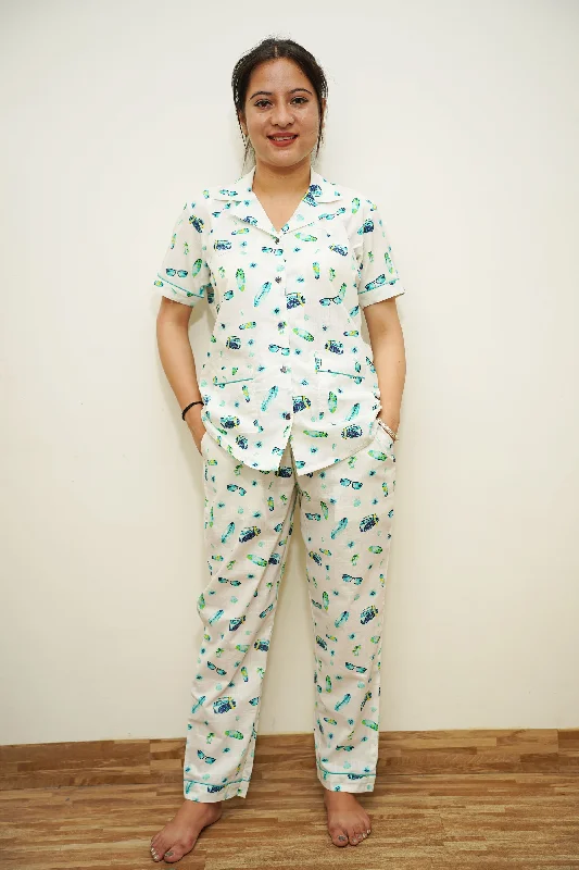 British Style Ocean Breeze Cotton Night Suit