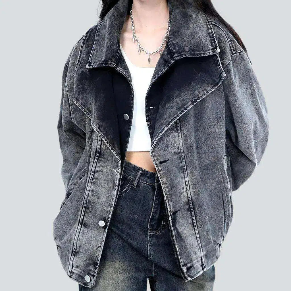 Outdoor Trend Rubber hem women's jeans jacket