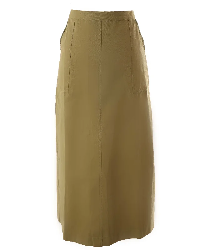 European And American Style HSK140-BINDING STITCH SKIRT-Olive