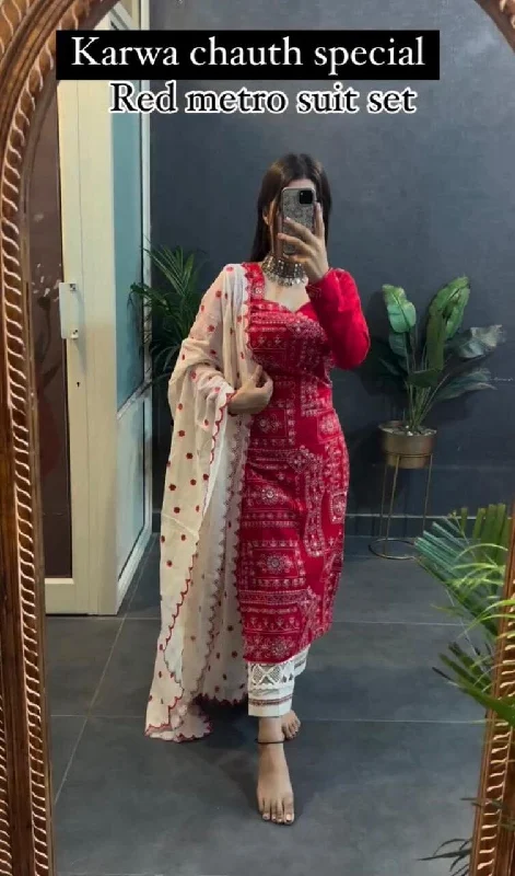 Elegant And Charming Roman Silk Top Bottom & Dupatta Set