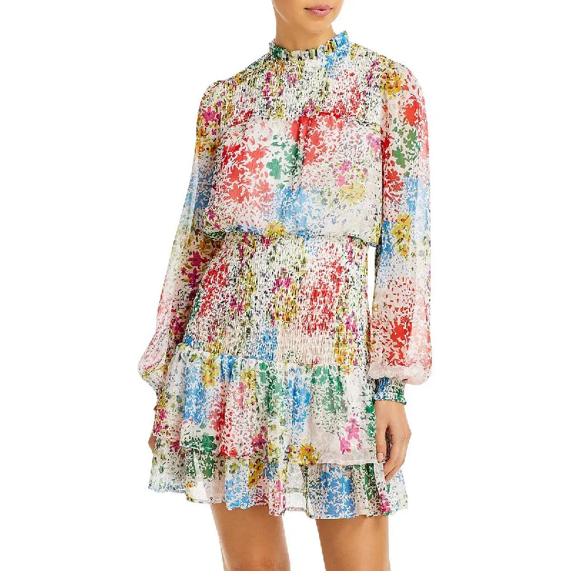 Carefree Style Aqua Womens Smocked Short Mini Dress