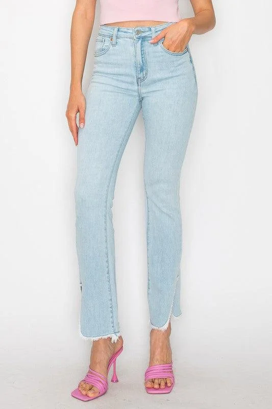 Embroidered Letters PLUS SIZE - HIGH RISE BOOT CUT JEANS