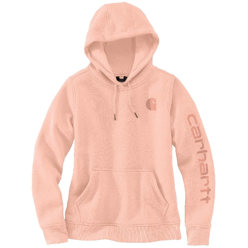 Wearable At Home Or Out Spring 2024 102791 - Women's relaxed fit midweight logo sleeve graphic hoodie - Tropical Peach