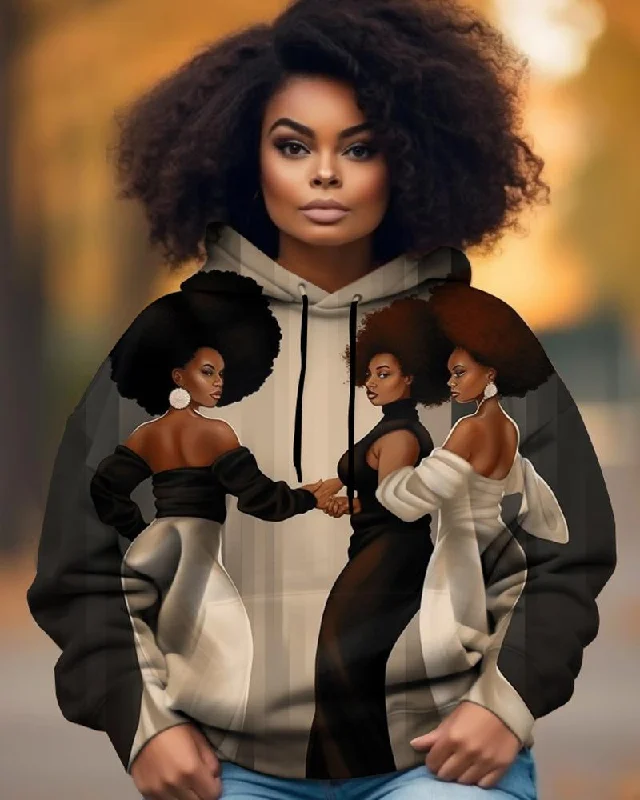Boutique Recommendation Three Black Girls Black and White Personalized Art Print Hoodies