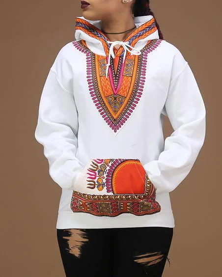 Simple Matching Classic African Print Long Sleeves Hoodie