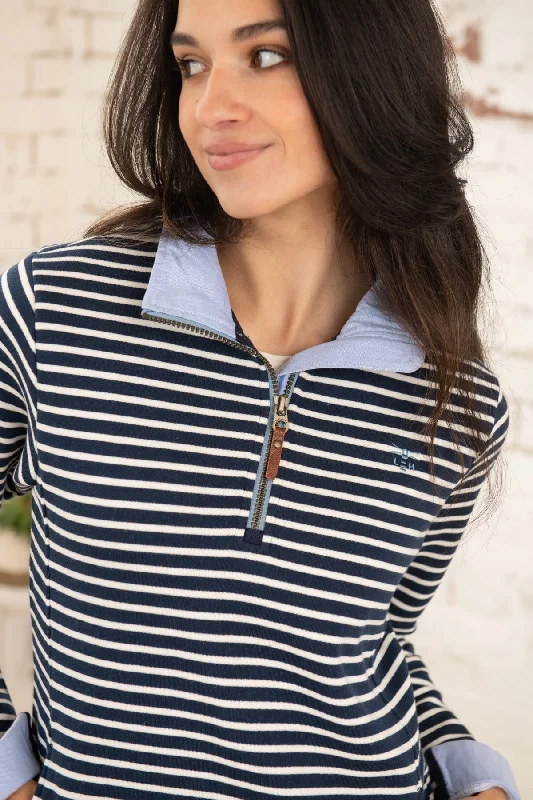 Simple And Comfortable Shore Sweatshirt - Midnight Stripe