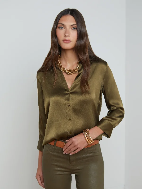 Luxury And Elegant 40126CLWp L'AGENCE Dani 3/4 Sleeve Silk Blouse