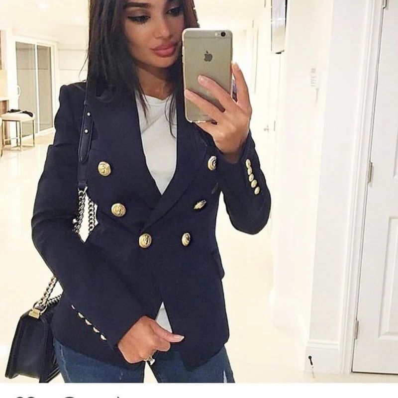 Classic Retro MVGIRLRU Office Lady Blazers Women's Double Breasted Blazer Jacket Female Workwear Slim Coats Classic Retro MVGIRLRU Office Lady Blazers Women's Double Breasted Blazer Jacket Female Workwear Slim Coats