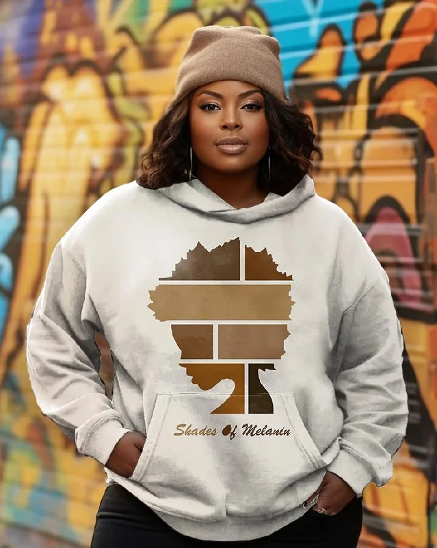 Embroidered Letters Shades of Melanin Long Sleeves Hoodie