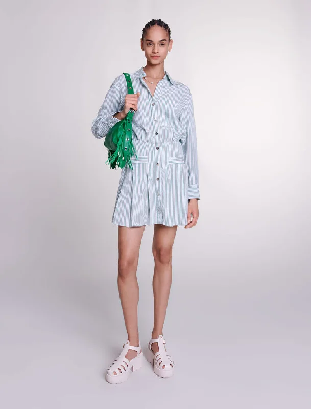 Simple Style Striped shirt dress