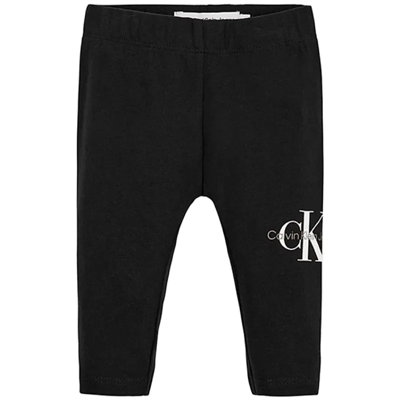 French Style Calvin Klein Monogram Leggings Ck Black