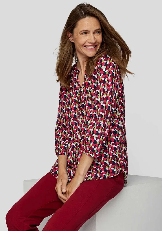 Exclusive Customization Rabe Abstract Print Button Down Blouse, Fuchsia Multi