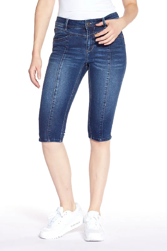 Double-sided Wear BECCA - Ladies Denim Capri - Dark Blue Wash