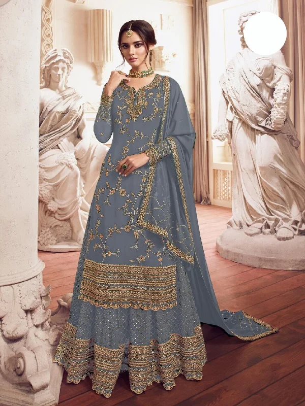 Body Design Grey LT 4902 Heavy Georgette Sharara Suit