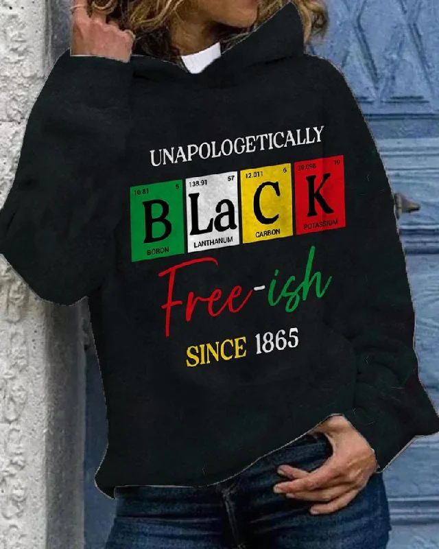 Versatile Items Black Free-ish Since 1865 Hooded Hoodie