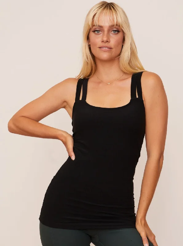 Bright Colors Double Cross Tank - Onyx