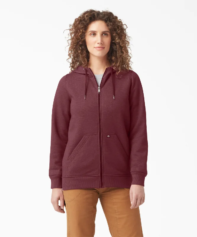 Casual Street Dickies Women's Heavyweight Full-Zip Fleece Hoodie - Burgundy Heather