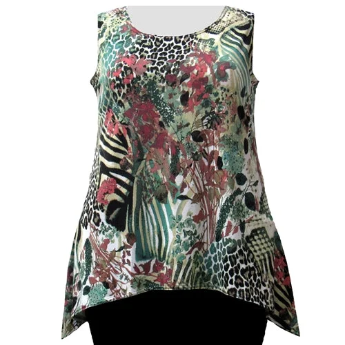Elegant And Casual Animal Abstract Floral Shark Bite Hem Tank Top Women's Plus Size Tank Top Elegant And Casual Animal Abstract Floral Shark Bite Hem Tank Top Women's Plus Size Tank Top