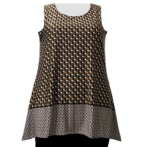 Advanced Customization Brown Geometric Border Print Tank Top Women's Plus Size Tank Top