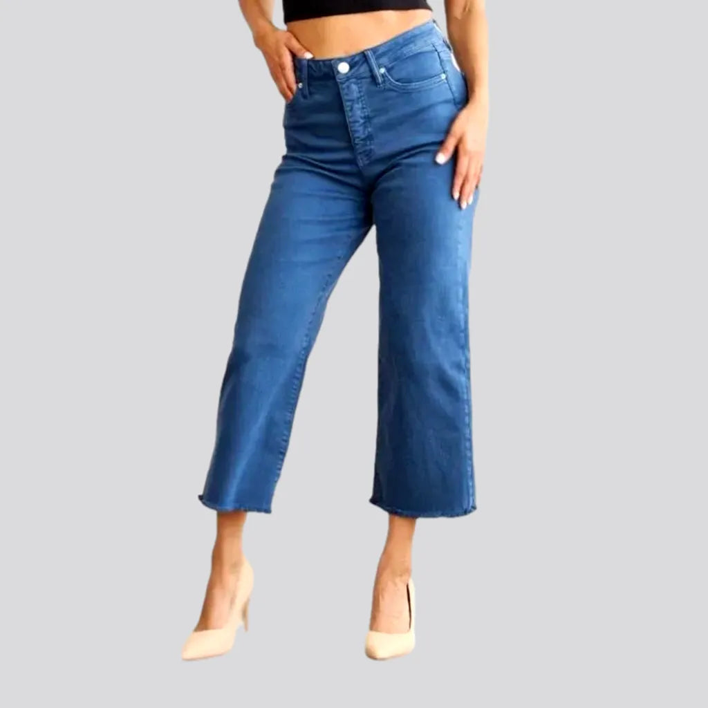 Minimalism Raw-hem women's straight jeans