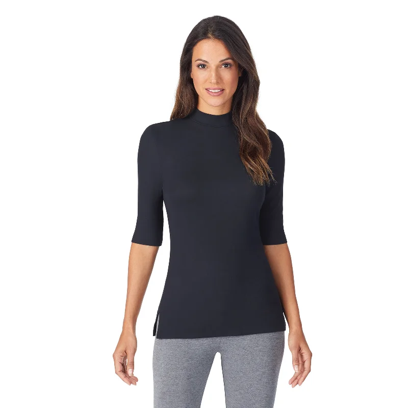 Fashion Style Softwear With Stretch Elbow Sleeve Mock Neck