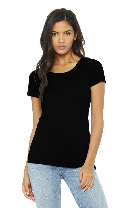 Short Design Bella + Canvas Womens Short Sleeve Crewneck T-Shirt - Solid Black - Closeout Short Design Bella + Canvas Womens Short Sleeve Crewneck T-Shirt - Solid Black - Closeout
